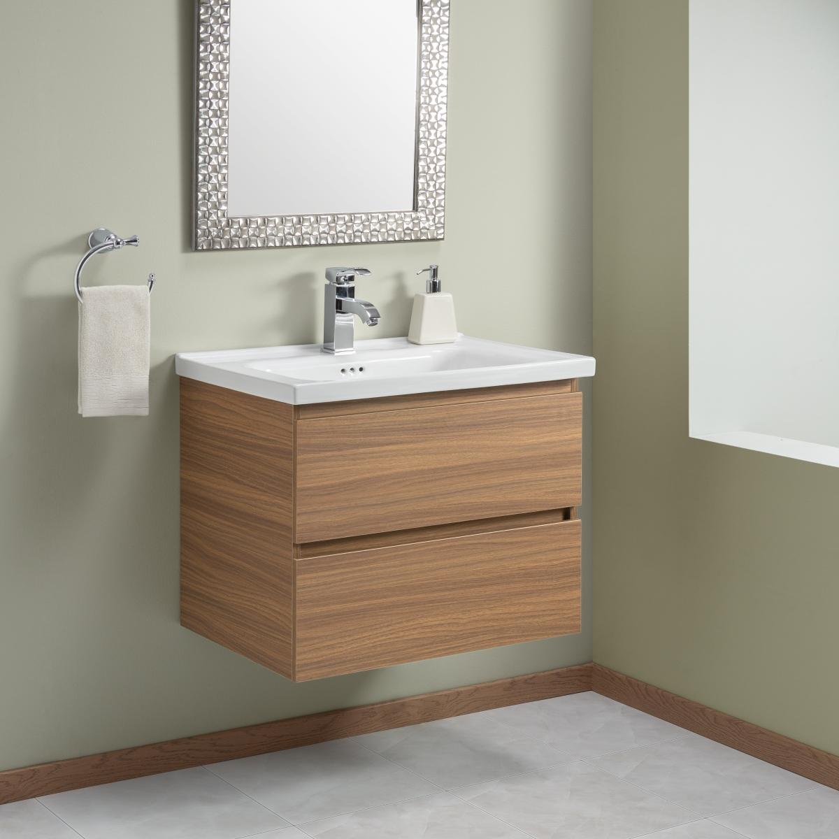 Mueble para baño flotante mosset 24" café madera contrachapada con lavabo