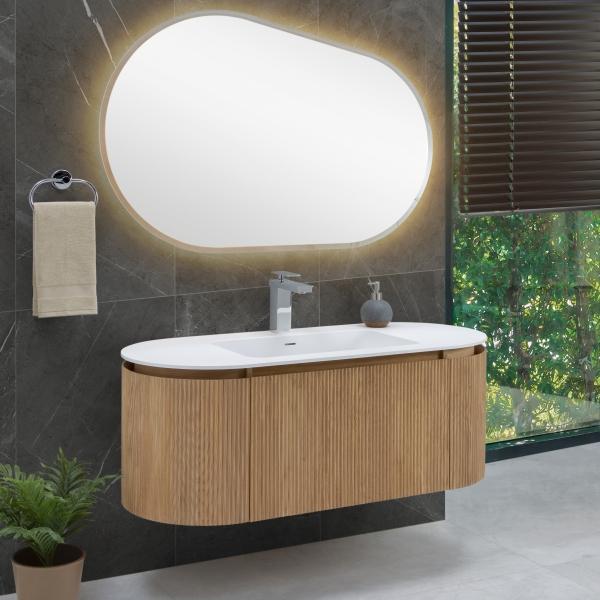 MUEBLE PARA BAÑO FLOTANTE GRASSE 47" CAFÉ MADERA CONTRACHAPADA CON LAVABO
