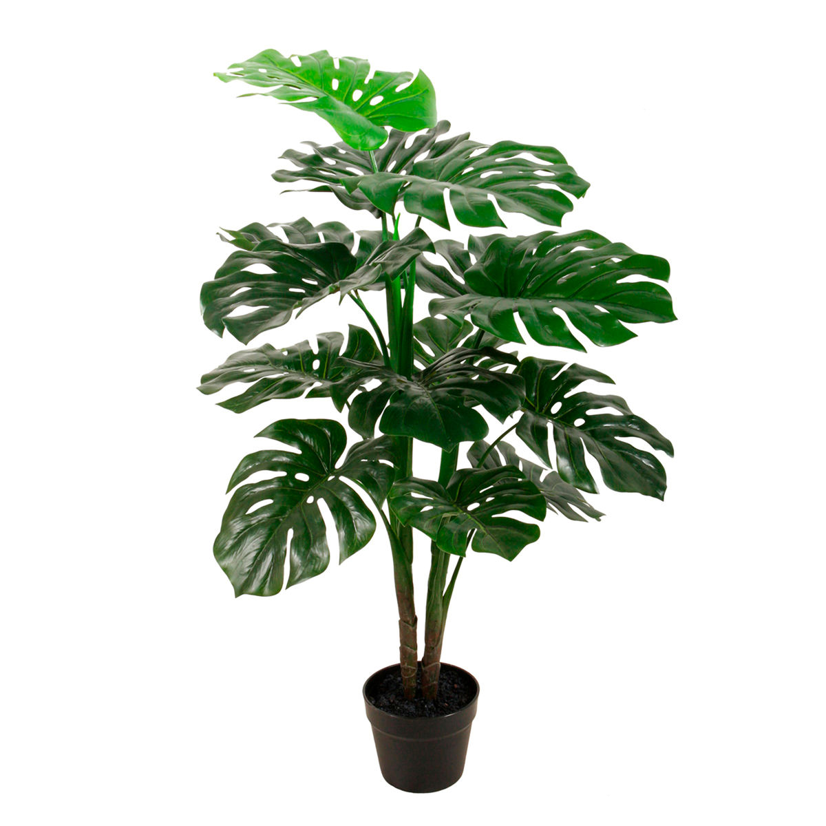 Planta artificial monstera de polietileno 90 x 50 cm con maceta de cemento
