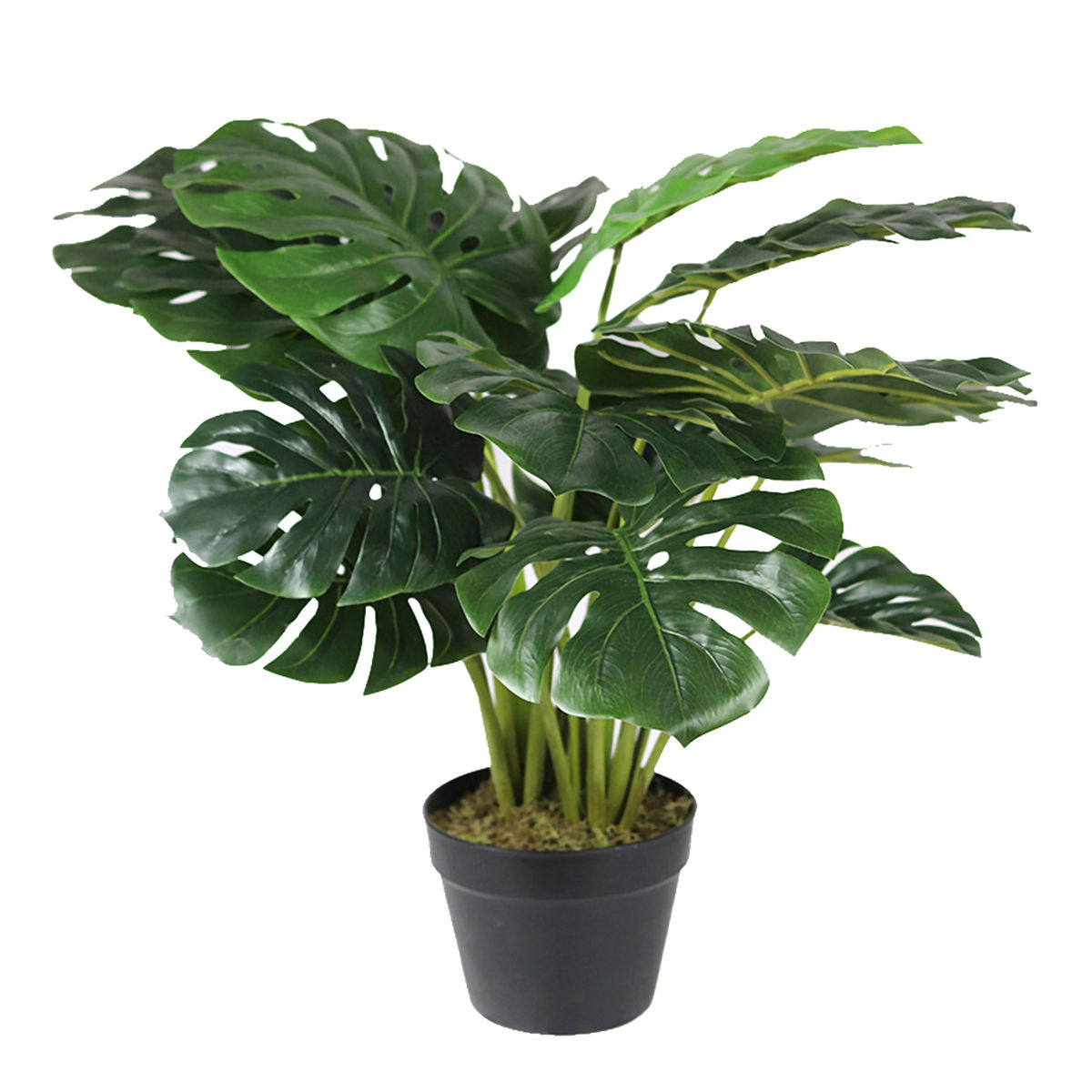 Planta artificial de polietileno monstera 60 x 60 cm con maceta de cemento