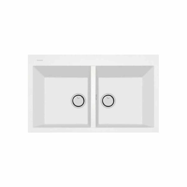 TARJA DE CUARZO MODELO DUE MEDIA COLOR BLANCO CONTRA CANASTA CROMADA 86X51X20