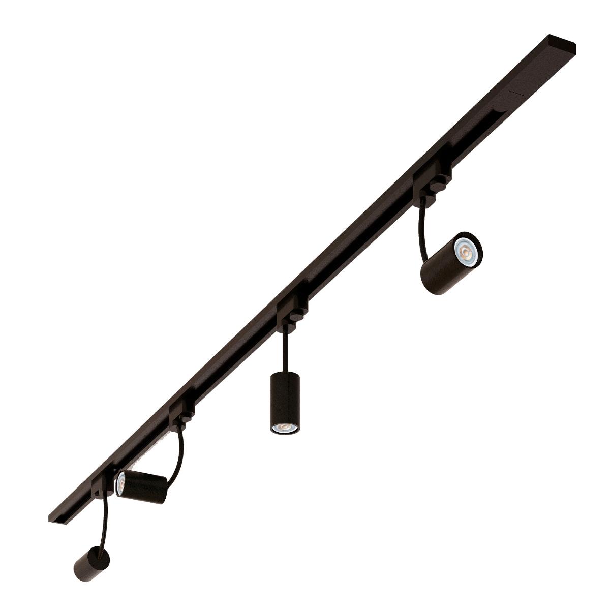 Iluminación de riel led, 2 mts, 3 luces, luz calida 3000k, cabezal giratorio, atenuable, color ngo