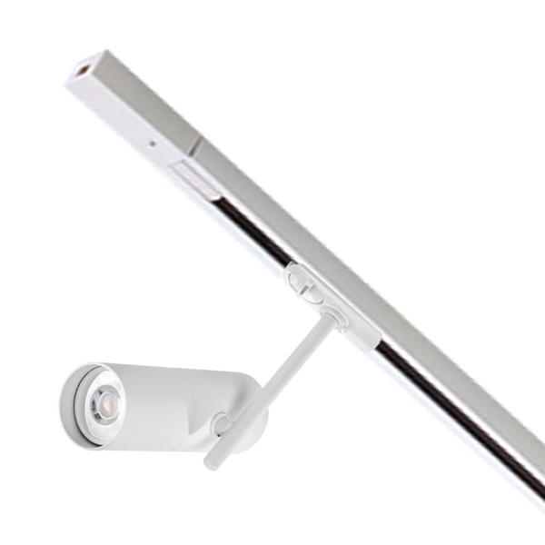 ILUMINACIÓN DE RIEL LED, 2 MTS, 3 LUCES, LUZ CÁLIDA 2700K ATENUABLE CABEZAL GIRATORIO BLANCO