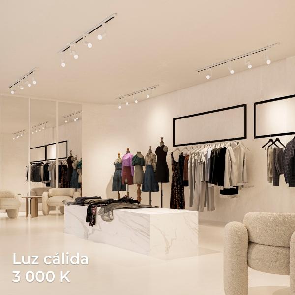 ILUMINACIÓN DE RIEL LED 2 MTS, CABEZALES GIRATORIOS, LUZ CALIDA, COLOR BLANCO, DISEÑO MODERNO