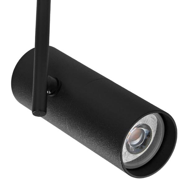 ILUMINACIÓN DE RIEL LED 2 MTS 3 LUCES LUZ CÁLIDA 3000K ATENUABLE, CABEZAL GIRATORIO NEGRO