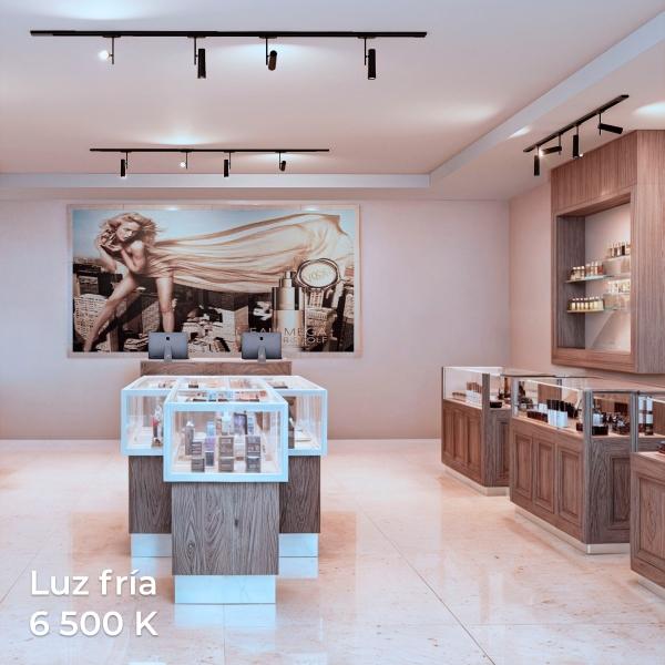 ILUMINACIÓN DE RIEL LED 2 MTS 3 LUCES LUZ NEUTRA ATENUABLE NEGRO