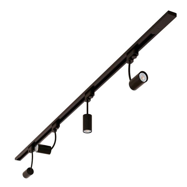 ILUMINACIÓN DE RIEL LED, 2 MTS, 3 LUCES, LUZ FRIA 6500K, CABEZAL GIRATORIO, ATENUABLE, COLOR NGO