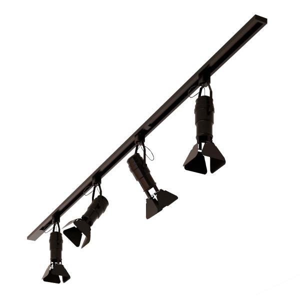 ILUMINACIÓN DE RIEL LED, 2 MTS PARA TIENDAS DE ROPA, GALERIAS, ATENUABLE, LUZ CÁLIDA 3000K, NEGRO