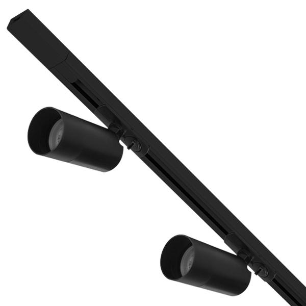 KIT DE ILUMINACIÓN DE RIEL LED, 2 MTS, LUZ FRIA 6500K, COLOR NEGRO, PARA COMERCIOS, RESIDENCIAS