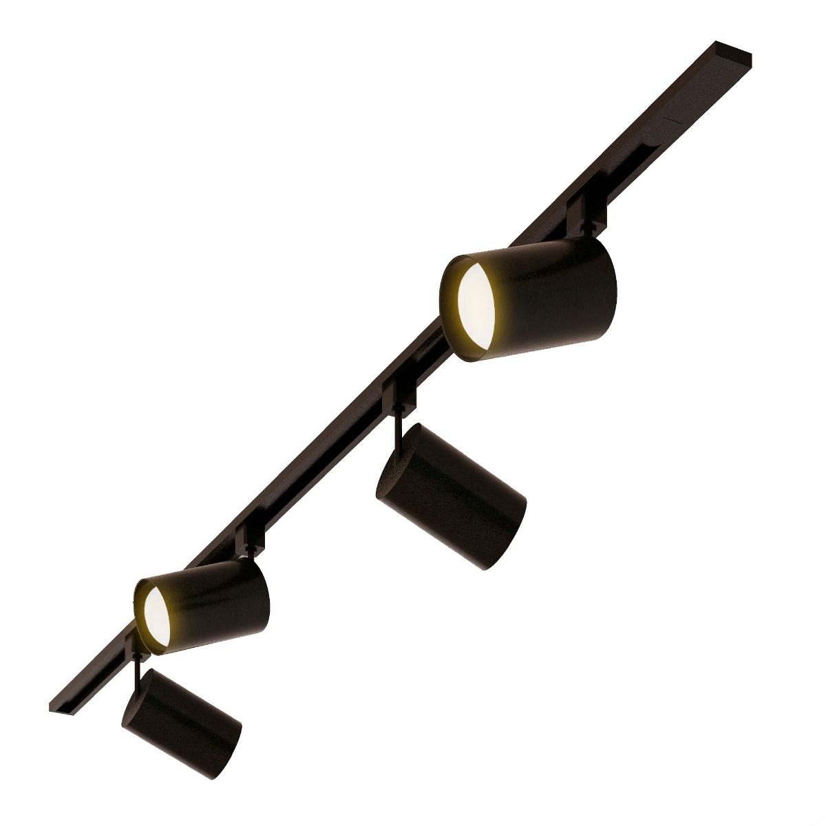 Iluminacion de riel, 2 mts, diseño minimalista y moderno, negro, luz cálida, cabezal giratorio