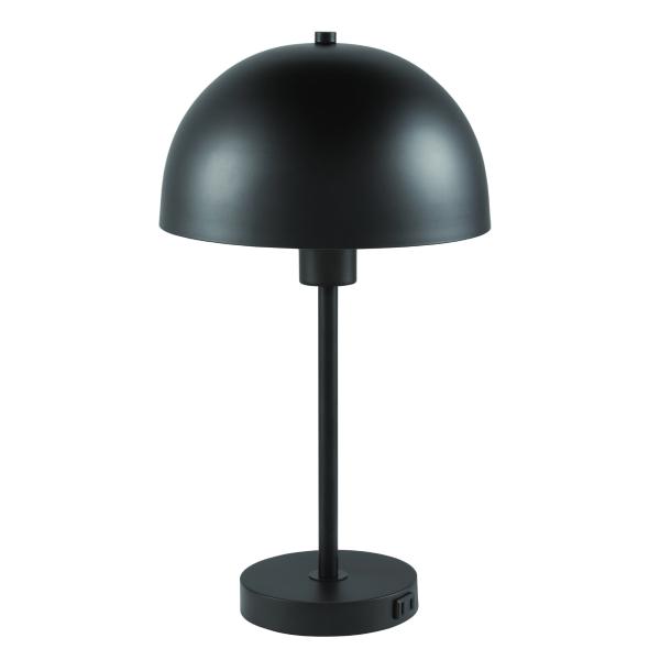 LÁMPARA DE MESA CORBIN DE 44.5 CM MODERNA NEGRA CON PANTALLA METÁLICA NEGRA Y ENCHUFE AC EN LA BASE