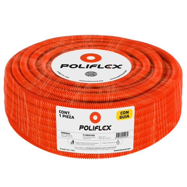 POLIFLEX NARANJA 1/2 CON GUÍA ROLLO CON 50M
