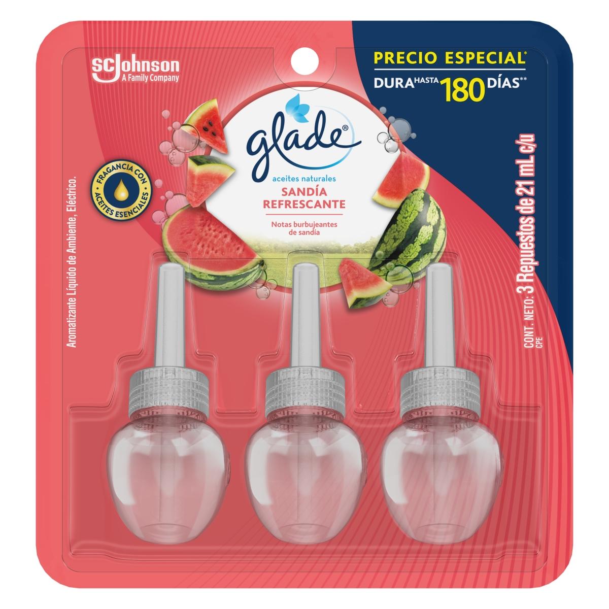Repuesto aromatizante glade aroma sandía referescante 21 ml 3 piezas