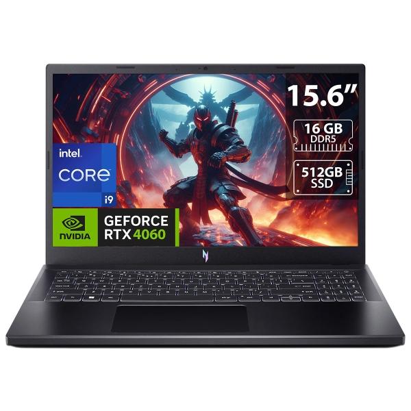 LAPTOP GAMER ACER NITRO CORE I9 RAM DE 16GB SSD DE 512GB RTX 4060 S.O. W11 HOME TECLADO EN INGLÉS.