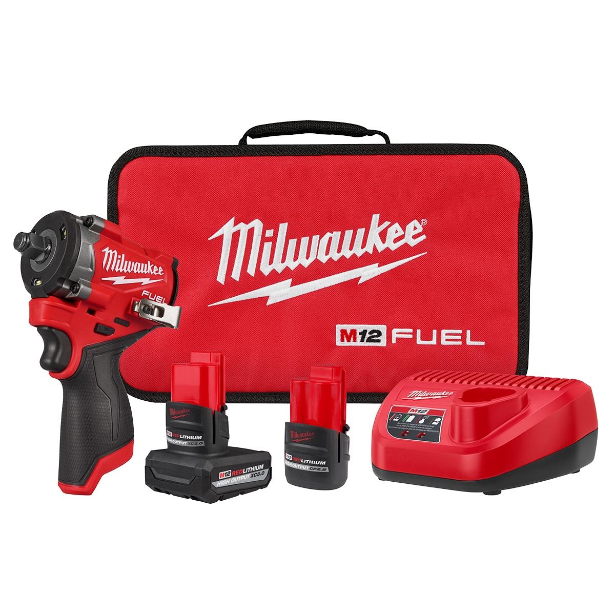 Kit de llave de impacto stubby compacta de 1/2 pulgada m12 fuel milwaukee