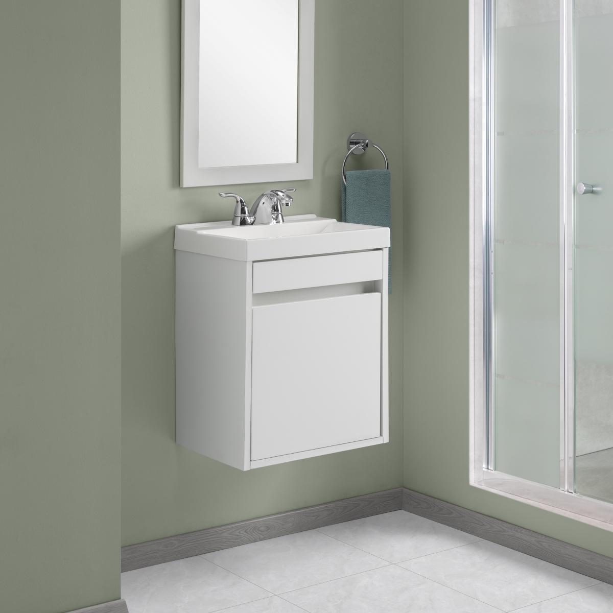 Mueble para baño flotante ceuta 17" blanco mdf termoformado con lavabo