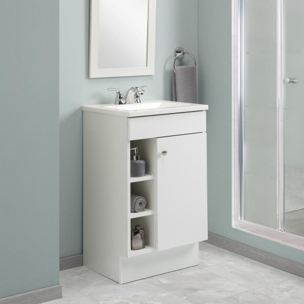 MUEBLE PARA BAÑO A PISO CELLAN 18" BLANCO EN TERMOFORMADO CON LAVABO COLOR BLANCO