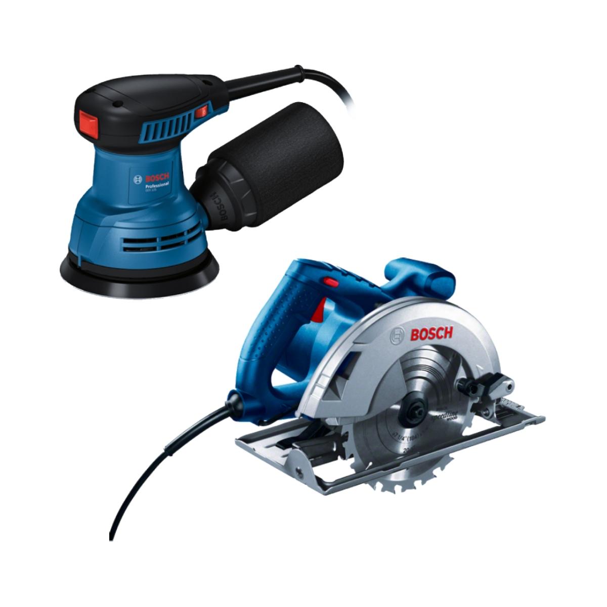 Bosch combo sierra circular gks 2065 2000w + lijadora roto orbital gex 125 280w