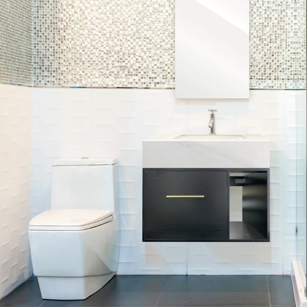 MUEBLE PARA BAÑO EMPOTRABLE AVIGNON 31" NEGRO MADERA INCLUYE LAVABO