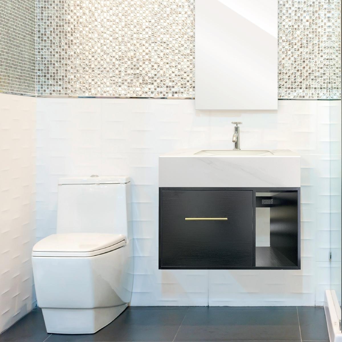 Mueble para baño empotrable avignon 31" negro madera incluye lavabo