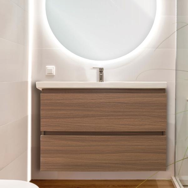 MUEBLE PARA BAÑO EMPOTRABLE MOSSET 32" CAFÉ MADERA INCLUYE LAVABO