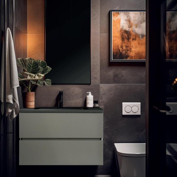 MUEBLE PARA BAÑO EMPOTRABLE ANTIBES 24" GRIS EN MADERA INCLUYE LAVABO