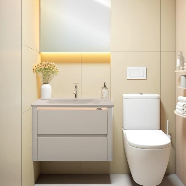 MUEBLE PARA BAÑO EMPOTRABLE MONTRÉSOR 31" GRIS MADERA INCLUYE LAVABO