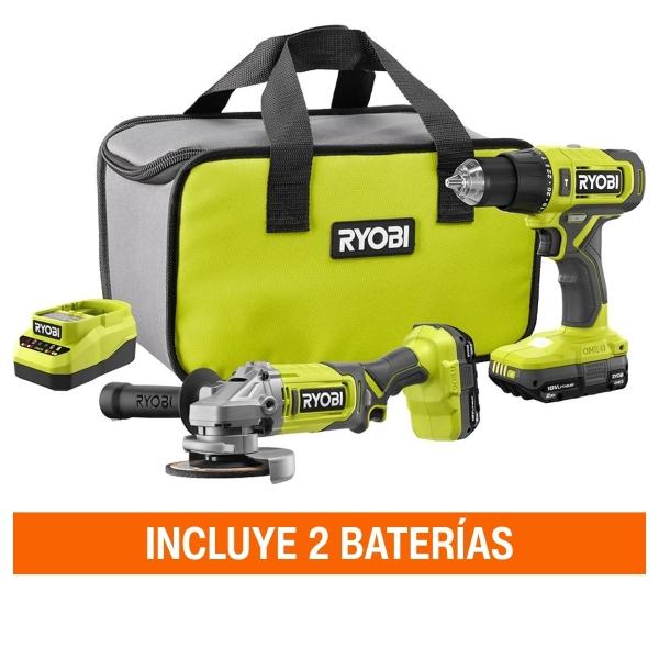 RYOBI ONE+ 18V COMBO ROTOMARTILLO DE 1/2" Y MINIESMERILADORA DE 4-1/2"