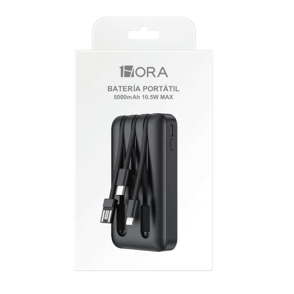 BATERÍA PORTÁTIL MINI 5000MAH CON BUILT IN 3 CABLES GAR261 1HORA