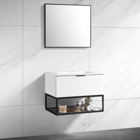 GARRIDO GABINETE HUESCA EN PVC EMPOTRABLE 60X50X47 CM COLOR BLANCO CON ESPEJO Y LAVAMANOS
