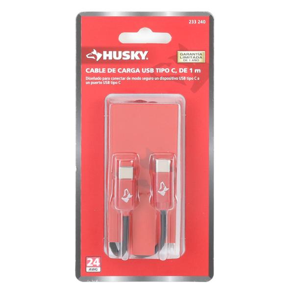 CARGADOR DE CABLE HUSKY TIPO C TIPO C 1 METRO 24AWG