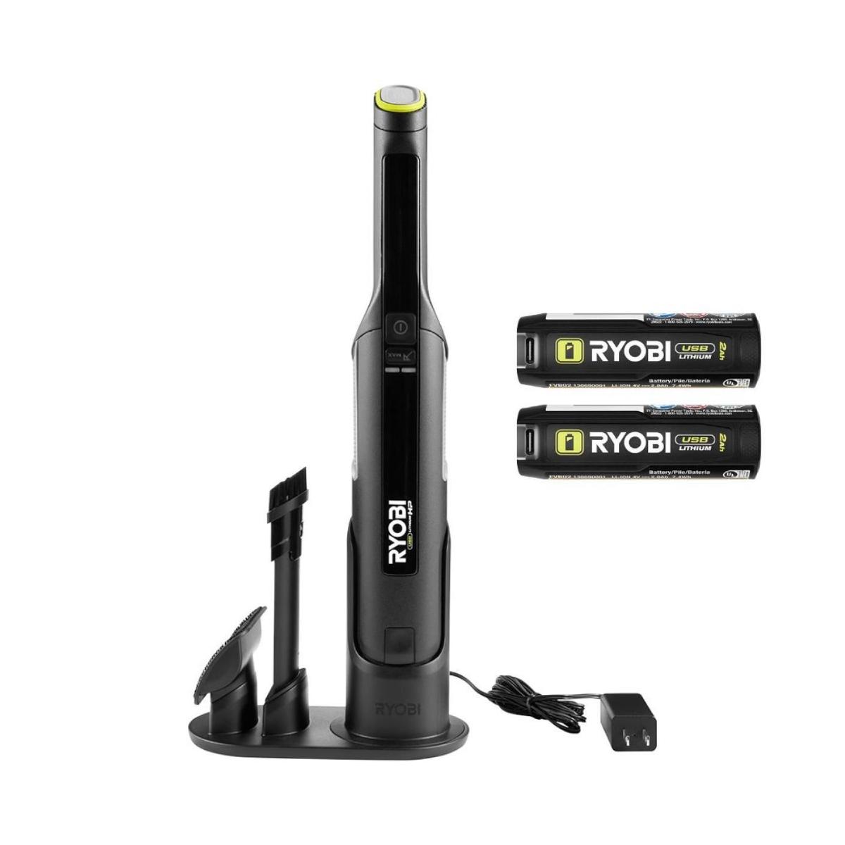 Kit de aspiradora de mano compacta usb lithium hp con (2) baterías usb lithium de 2.0 ah y cargador