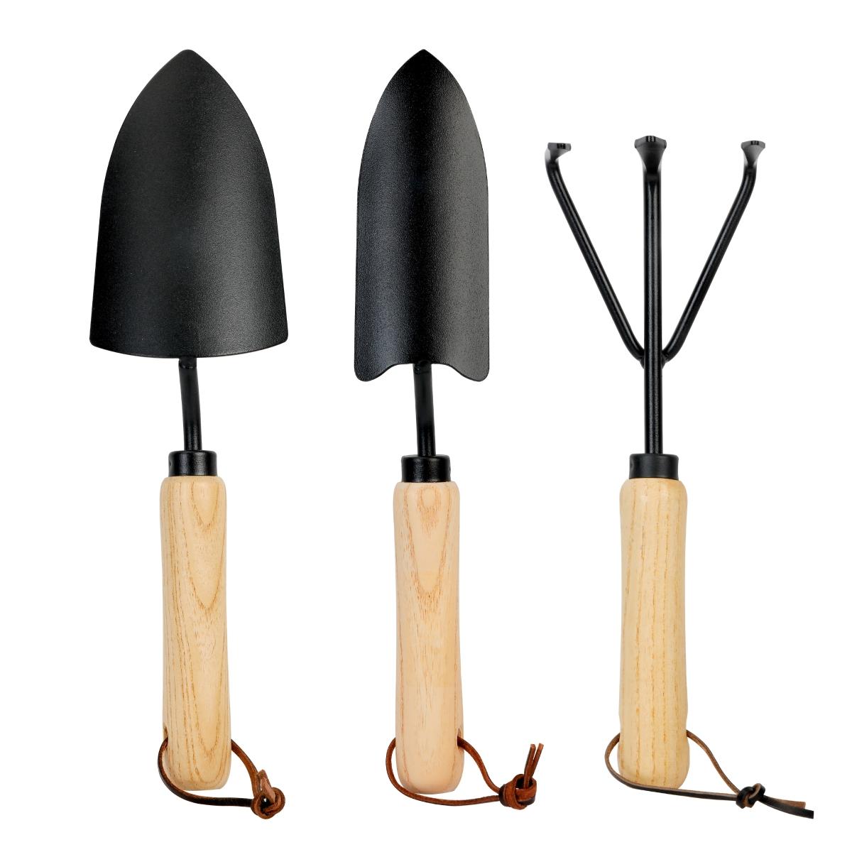 Juego 3 piezas para jardín con mango de madera