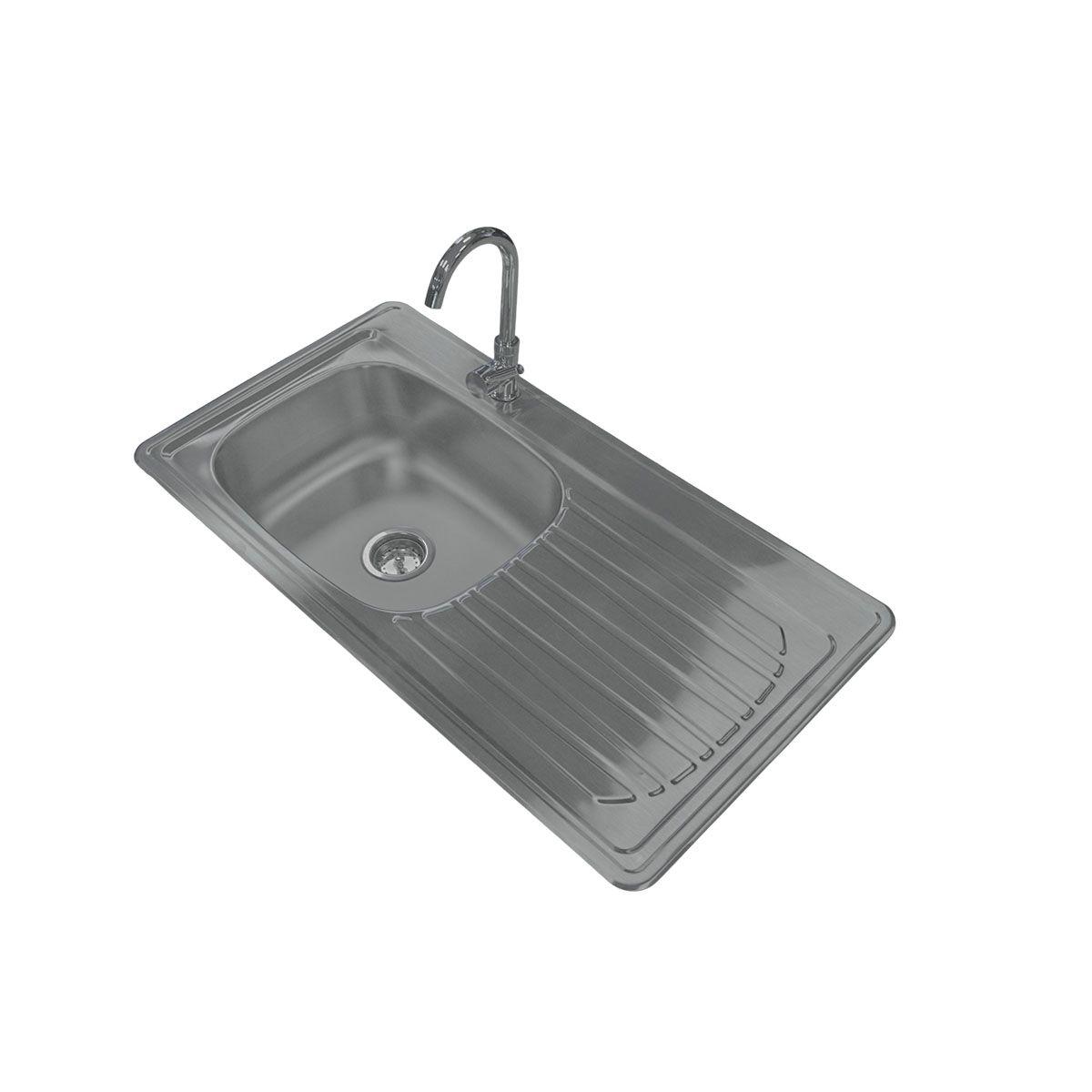 Tarja de 1 tina 101 x 56 x 18 cm escurridor derecho con monomando y accesorios