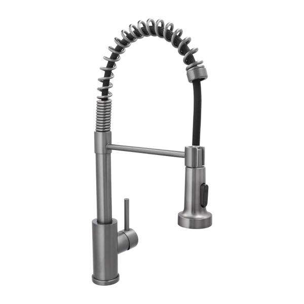 MONOMANDO PARA COCINA COLOR GRAFITO CUERPO DE ACERO INOXIDABLE RETRACTIL