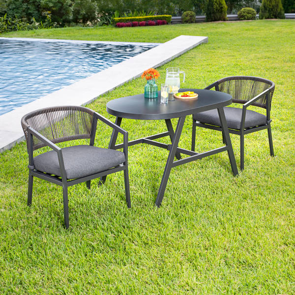 CONJUNTO BISTRÓ DE 3 PIEZAS BARSTOW DE ACERO Y MIMBRE