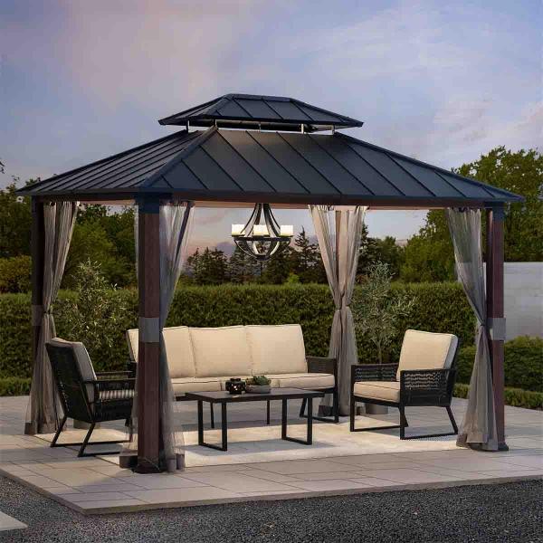 WINFIELD GAZEBO DE TECHO RÍGIDO CON MALLA 3.65 M X 3.04 M