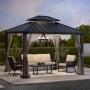 WINFIELD GAZEBO DE TECHO RÍGIDO CON MALLA 3.65 M X 3.04 M