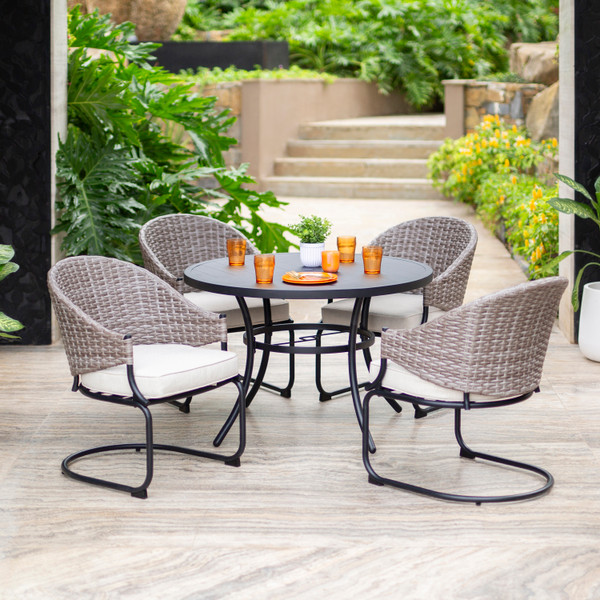 JUEGO DE JARDÍN DE MESA CON SILLAS DE METAL 5 PIEZAS