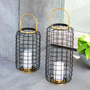 LINTERNA DECORATIVA NEGRA DE METAL 59 X 20 CM