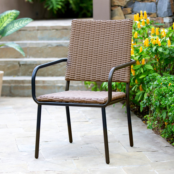 SILLA DE JARDÍN DE RATTÁN SINTÉTICO Y METAL