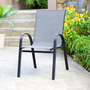 SILLA DE JARDÍN METAL Y MALLA SINTÉTICA GRIS