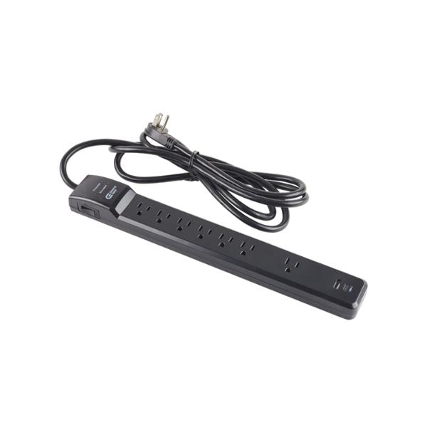 MULTICONTACTO SUPRESOR DE PICOS DE 2.44 M CON 7 CONTACTOS, 1 USB-A Y 1 USB-C COLOR NEGRO