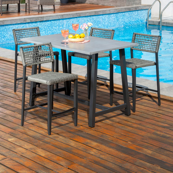 JUEGO DE MESA Y SILLAS DE JARDÍN DE METAL 5 PIEZAS