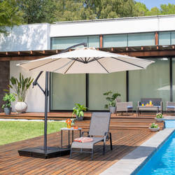 SOMBRILLA PLEGABLE DE TELA BEIGE ESTRUCTURA METAL