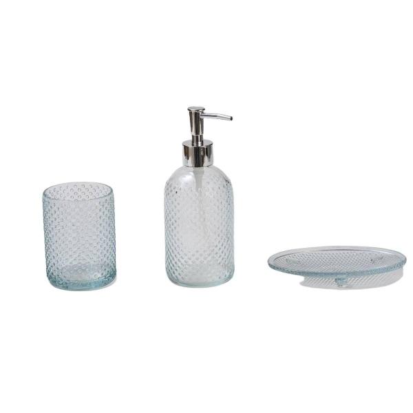 SET PARA BAÑO 3 PIEZAS CRISTAL