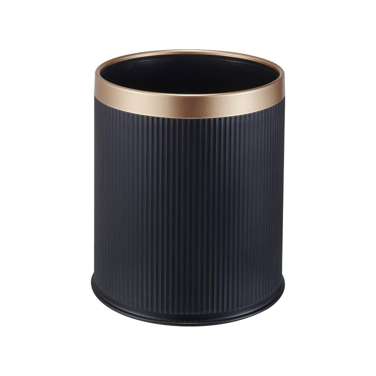 Bote de basura 12 l negro con dorado