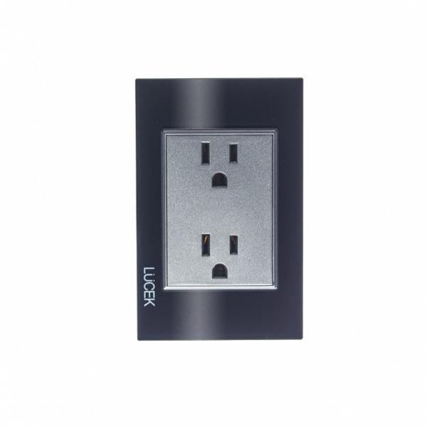 PLACA CON CONTACTO DUPLEX CRISTAL NEGRO