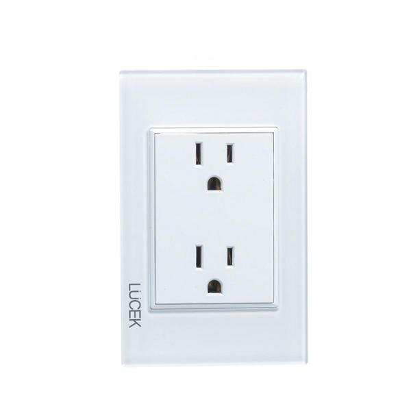 PLACA CON CONTACTO DUPLEX CRISTAL BLANCO