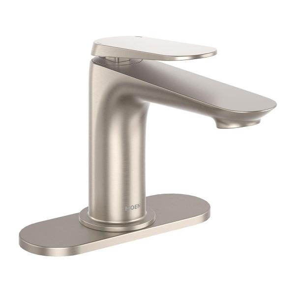 MEZCLADORA MONOMANDO PARA LAVABO MOEN LÍNEA AKAMYS ACABADO NÍQUEL CEPILLADO